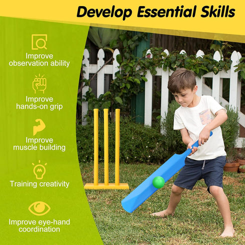 Greensen Kids Cricket Set, ABS Plastic Cricket Bat Set with Ball, Beach Stand Kit for Children Toddler Sports