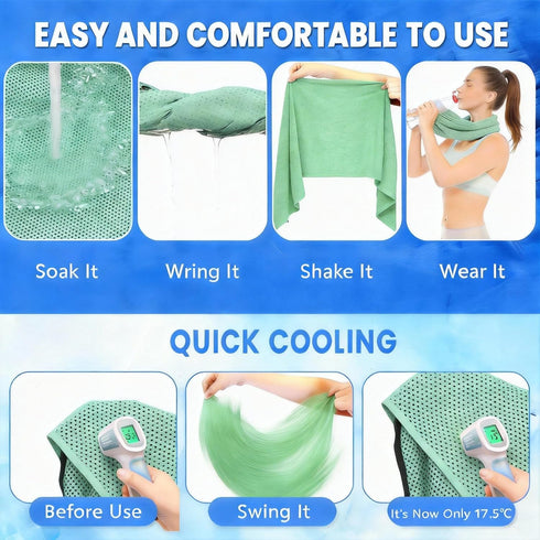 60 Pack 40"x12" (GR-60) QBrand Cooling Towels, Ice Breathable Chilly Sweat Rag Microfiber Workout Rags for Gym Towels