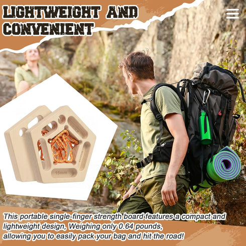 2 Pack Wenqik Portable Hangboard Rock Climbing Hang Holds Climbing Fingerboard for Indoor and Outdoor Bouldering