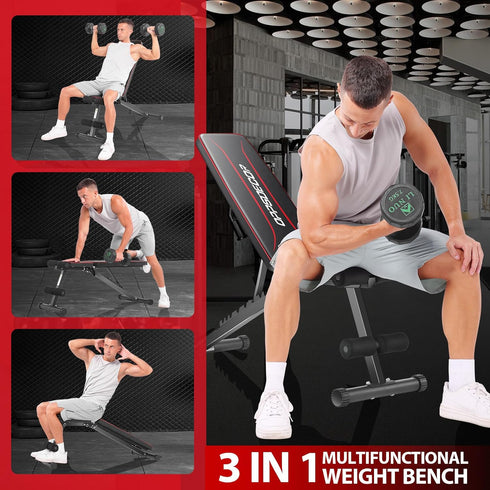 8 660LBS OPPSDECOR Adjustable Basic Weight Bench, Foldable Workout Benches for Home Gym, Backrest Position Exercise