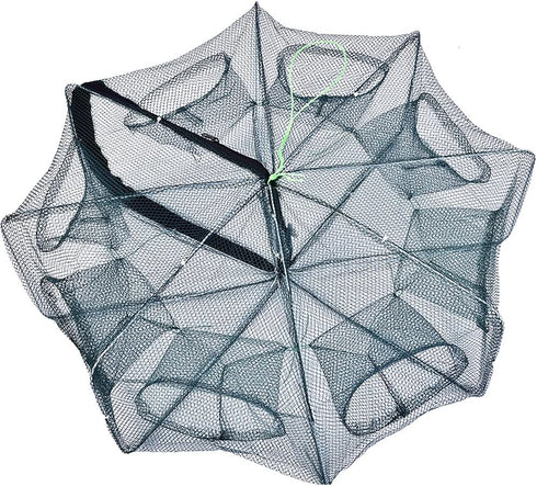 RiToEasysports Fish Net, Portable Collapsible Fishing Trap with Steel Wire Frame for Crab and Lobster, Perfect