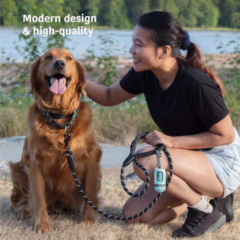 SVD.PET Dog Poop Bag Dispenser, Retractable Waste Bag Holder Fits Any Dog Leash, Leak-proof Bags (Misty Jade)