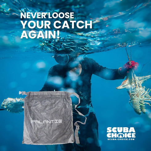 Scuba Choice Spearfishing Palantic Large Fish Lobster Catch Bag, 20" x 18" with Waist Strap