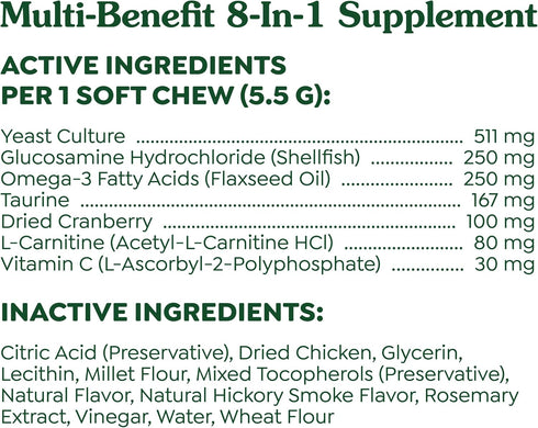 8-in-1 15.5 oz. 80 Count Greenies Dog Supplements Multi-Benefit Dog Vitamins and Supplements Chicken Flavor, Container