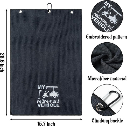 R HORSE 2Pcs Funny Golf Towel, Microfiber Embroidered Golf Towels with Clip, Perfect Retirement Gift for Golf Fans