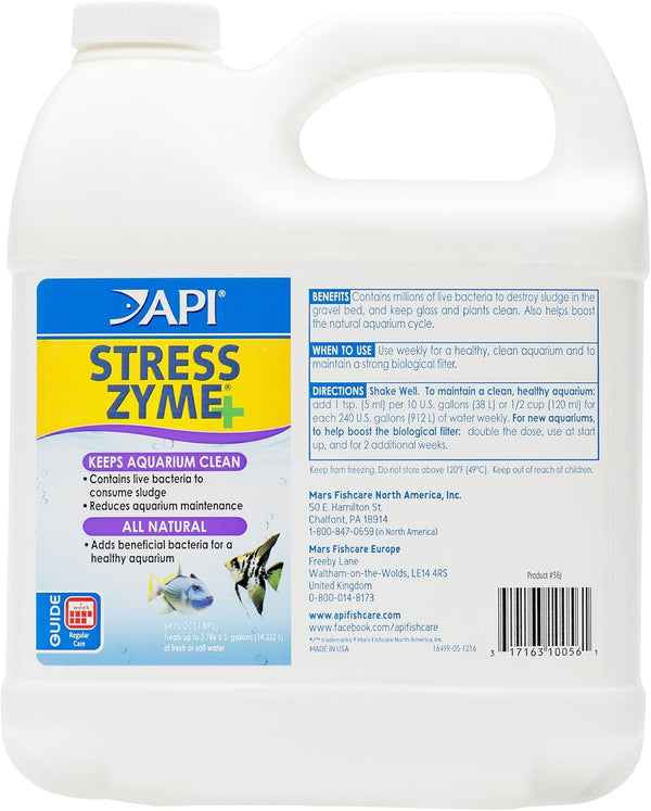 API STRESS ZYME 64-Ounce Bottle Freshwater and Saltwater Aquarium Cleaning Solution