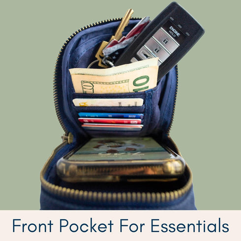 Water Bottle Holder for Walking, Durable Cotton Canvas with Genuine Leather, Insulated Crossbody Strap with Pocket