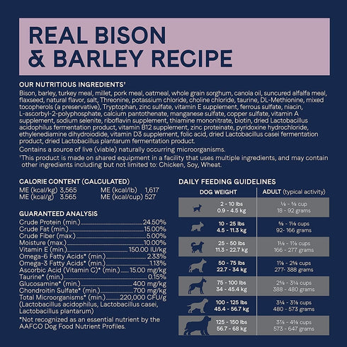 CANIDAE Pure Real Bison & Barley Recipe Dog Dry Food - 4 lbs