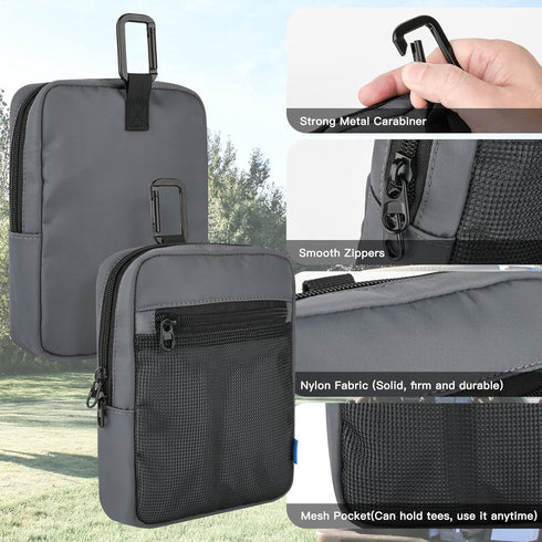 Xxerciz Golf Pouch Bag - Multi Pocket Durable Nylon Holder for Phone, Ball, Tees, Wallet