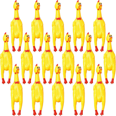 Sratte 16 Pack Screaming Chicken Toys Bulk Large Rubber Squeaking Chicken Toys