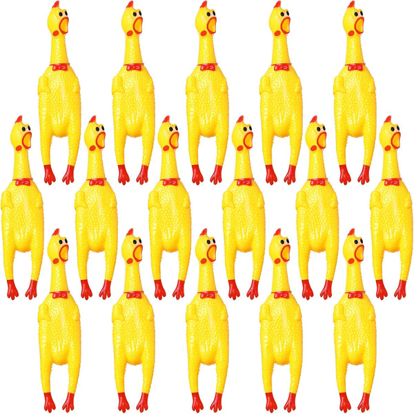 Sratte 16 Pack Screaming Chicken Toys Bulk Large Rubber Squeaking Chicken Toys