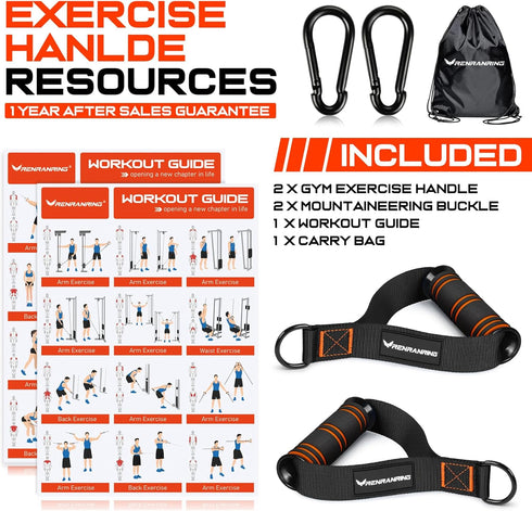 RENRANRING Gym Exercise Handles, Replacement Attachments for Cable Machine Pulleys and Strength Trainers