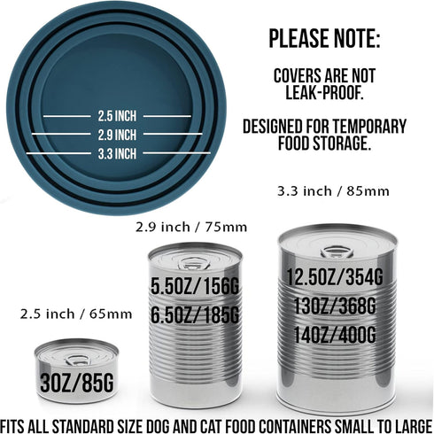 OHMO 2 Pack Dog Food Can Lids, Universal Size BPA Free Silicone Covers for Cat and Pet Food, Dark Blue