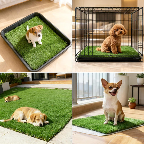 THREE ORANGES 2-Pack 14x18 Washable Artificial Grass Pads for Dogs, in Reusable Turf Mats, Realistic Grass for Indoor
