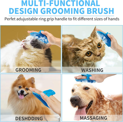 Comotech Dog Paw Cleaner with Bath Brush & Towels - Adjustable Ring Handle for Long and Short-Haired Dogs