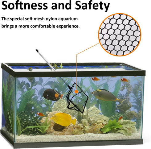 Aquarium Fish Net, 6 Inch Fine Mesh with Extendable 9-24 inch Long Handle