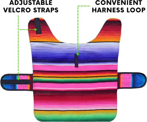 Handmade Dog Poncho for Chihuahua - Cinco De Mayo Costume from Authentic Mexican Blanket (Pink, XXS)