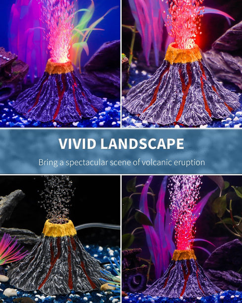 Uniclife Aquarium Volcano Ornament Kit with Air Stone Bubbler Fish Tank Decorations by Uniclife
