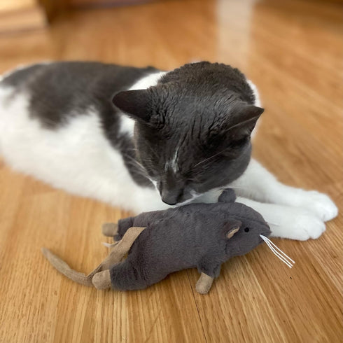 SPOT Big Mouse Bertha Cat Toy with Catnip, Lifelike Plush Mouse, Crinkle Sound, Large 7in Size for Cuddling & Playing