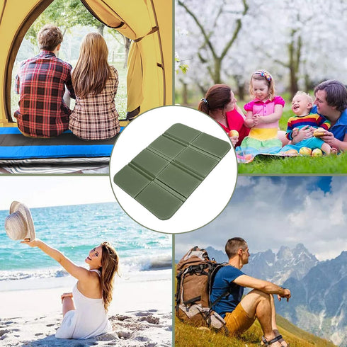 Backpacking, plplaaoo Camping Cushion Seat, Foldable Sitting Mat Waterproof XPE Foam Sitting Pad Portable Foldable