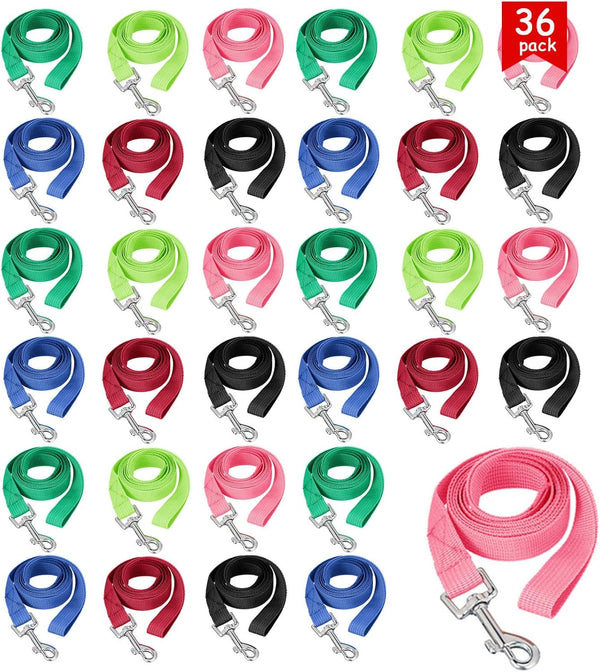 36 Pcs Dog Leash Bulk, 5 ft Multicolored Slip Puppy Leash for Small Medium Dogs, Nylon Rope for Agility and Play