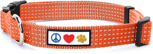 Pawtitas Reflective Dog Collar, Adjustable for Large Dogs, Orange Puppy Collar