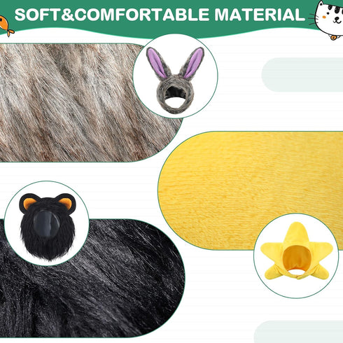 5 Pieces Cat Hat Costume: Cute Pet Hat with Ears, Bunny Rabbit Hat, Lion Mane Cap, Adjustable Birthday Hat