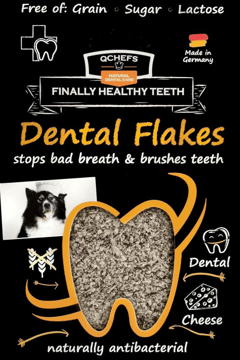 QCHEFS Dental Flakes for Dogs – One Month Supply - Food Topper, Oral Health Snack with Amino Acids