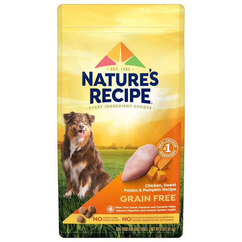 Nature's Recipe Grain Free Chicken, Sweet Potato & Pumpkin Recipe: Dry Dog Food, 4 lb. Bag