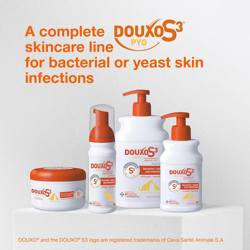 S3 3% 0.5% 6.7 oz. (200mL) Douxo Pyo Shampoo, Contains Chlorhexidine & Ophytrium, Antiseptic & Hydrating, For Bacterial