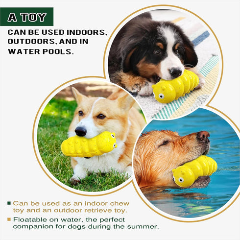 Dog Chew Toys for Aggressive Chewers - Indestructible Rubber Dog Toy for Tough Chewers, Yellow-Insect Design