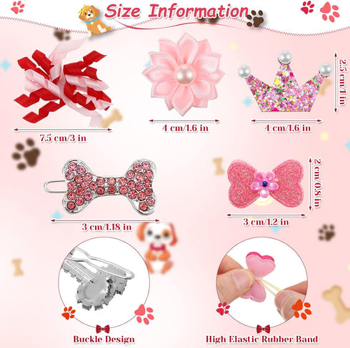 40 Pcs Dog Hair Clips and Bow Crown Accessories for Small Dogs - Princess Style, Crystal Rhinestone Grooming