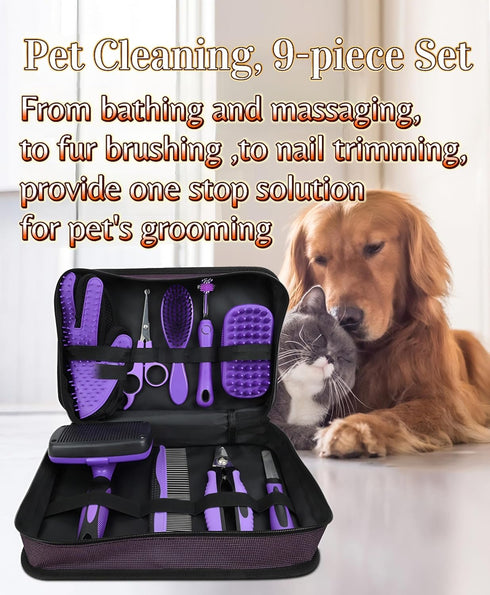 Kriopy Kit-9 Packs Set Trimming Pet Grooming Tools Dog Cat Grooming Kit Dog Cat Grooming Supplies Dog Cat Brush Dog