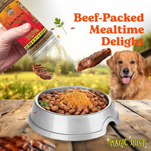 8 Wild Meadow Farms - Magic Dust Beef Jerky Topper, Single Protein Pet Food Topper for Dogs & Cats, Enhance Flavor
