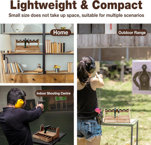 6 Hantoptik Wood Handgun Pistol Rack with U-shaped Slots Stand Display Holder for Gun Safe, Gun Rack Storage Organizer