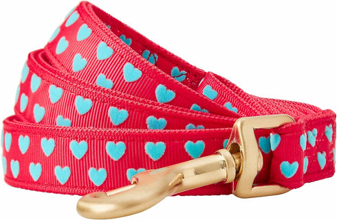Blueberry Pet Valentine's Day Dog Leash - Velvety Soft-Touch Heart Flocking Lead for Medium Dogs, Lust Red, 5 ft x 3/4"