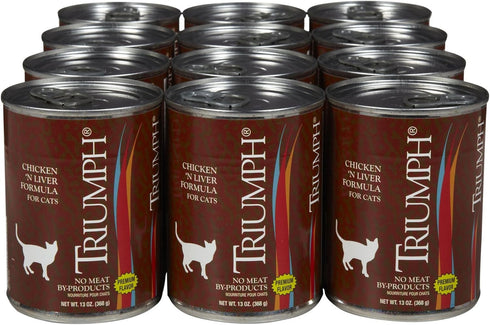 Triumph Chicken and Liver Canned Cat Food, 13.2 oz Can (Case of 12)