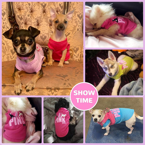 4 Pack Soft Lightweight Puppy T-shirt - Sleeveless Pink Dog Clothes for Small Dogs, Cats & Teacup Pups