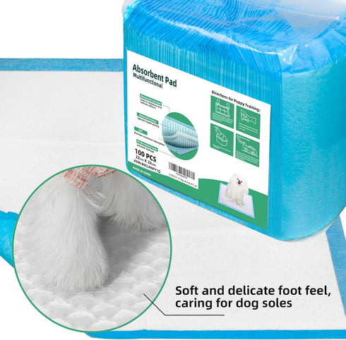 22" x 22" Disposable Puppy Dog Training Pads - Super Absorbent for Indoor Dogs, 100 Counts, Blue