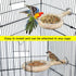 ASOCEA Bird Perch with Feeding Cups, Parrot Wood Stand Toy, Bird Cage Accessory with Stainless Steel Bowls