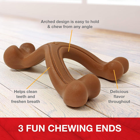 Nylabone Ergonomic Hold Wishbone Power Chew Toy for Dogs, Large - Up to 50 lbs, Bison Flavor, 1 Count