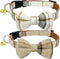 KUDES 2 Pack Dog Collars with Bow Tie and Bells, Adjustable Cute Dog Bow Ties Collar for Small Medium Large Pets (Beige