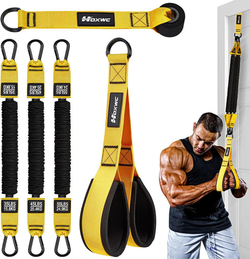 Home Gym Equipment Resistance Bands with Handles, Door Anchor, Tricep Rope Cable Attachment