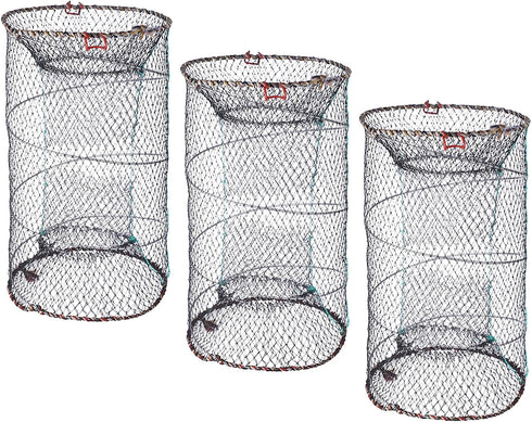Toddmomy Foldable Fishing Net Cage with Nylon Mesh Portable Collapsible Crayfish and