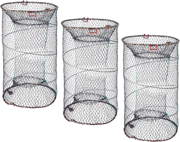Toddmomy Foldable Fishing Net Cage with Nylon Mesh Portable Collapsible Crayfish and