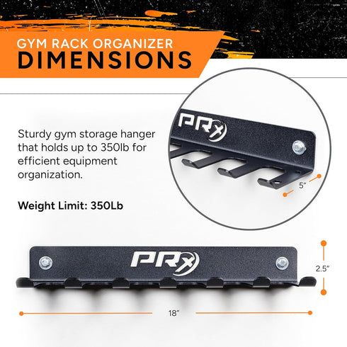 PRx Performance Wall-Mounted Gym Rack Organizer, Heavy-Duty Fitness Equipment Storage for Resistance Bands