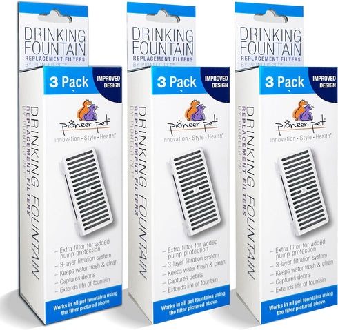 Pioneer Pet 3 Pack T-Shaped Filter for Food, Water and Serene Fountain