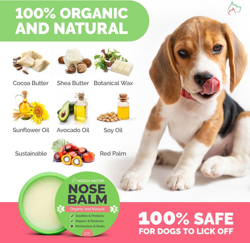 Dog Nose Balm - 100% Organic & Natural Moisturizer | Healing Cream for Dry, Chapped Noses