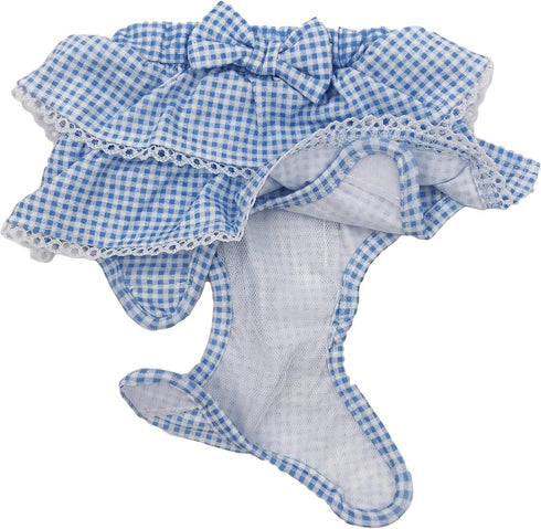 Dog Skirt Diaper for Female Cats - Sanitary Pant Dress Ruffles Cotton (Medium: Waist 8" - 10", Pack of 3 Colors)