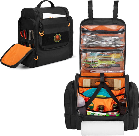 HODRANT Large Tactical Camping Kitchen Organizer, Hanging Cookware Storage Bag with Paper